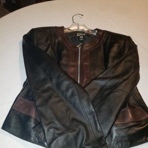 100% two colors leather Jacket